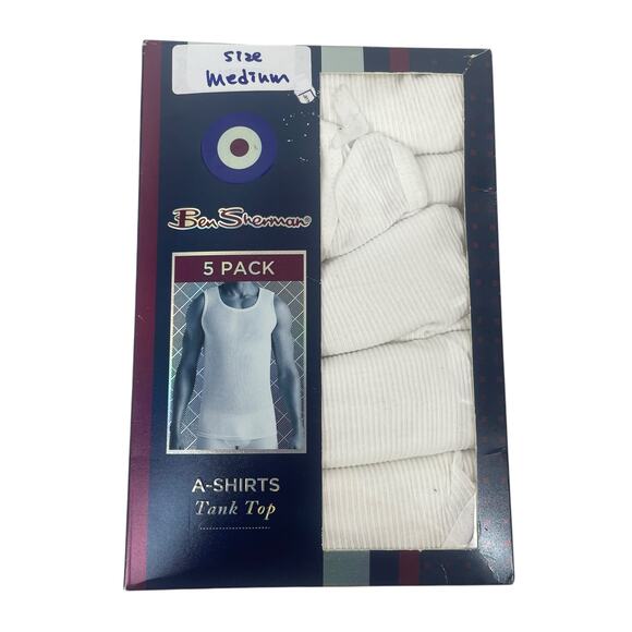 Ben Sherman 5-Pack Tank Top Undershirts 100% Cotton White Men Size M - Picture 1 of 6